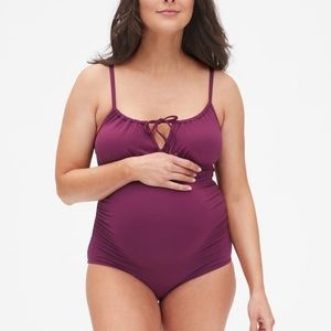 GAP Maternity Tie-Back One-Piece Suit - Primo Plum